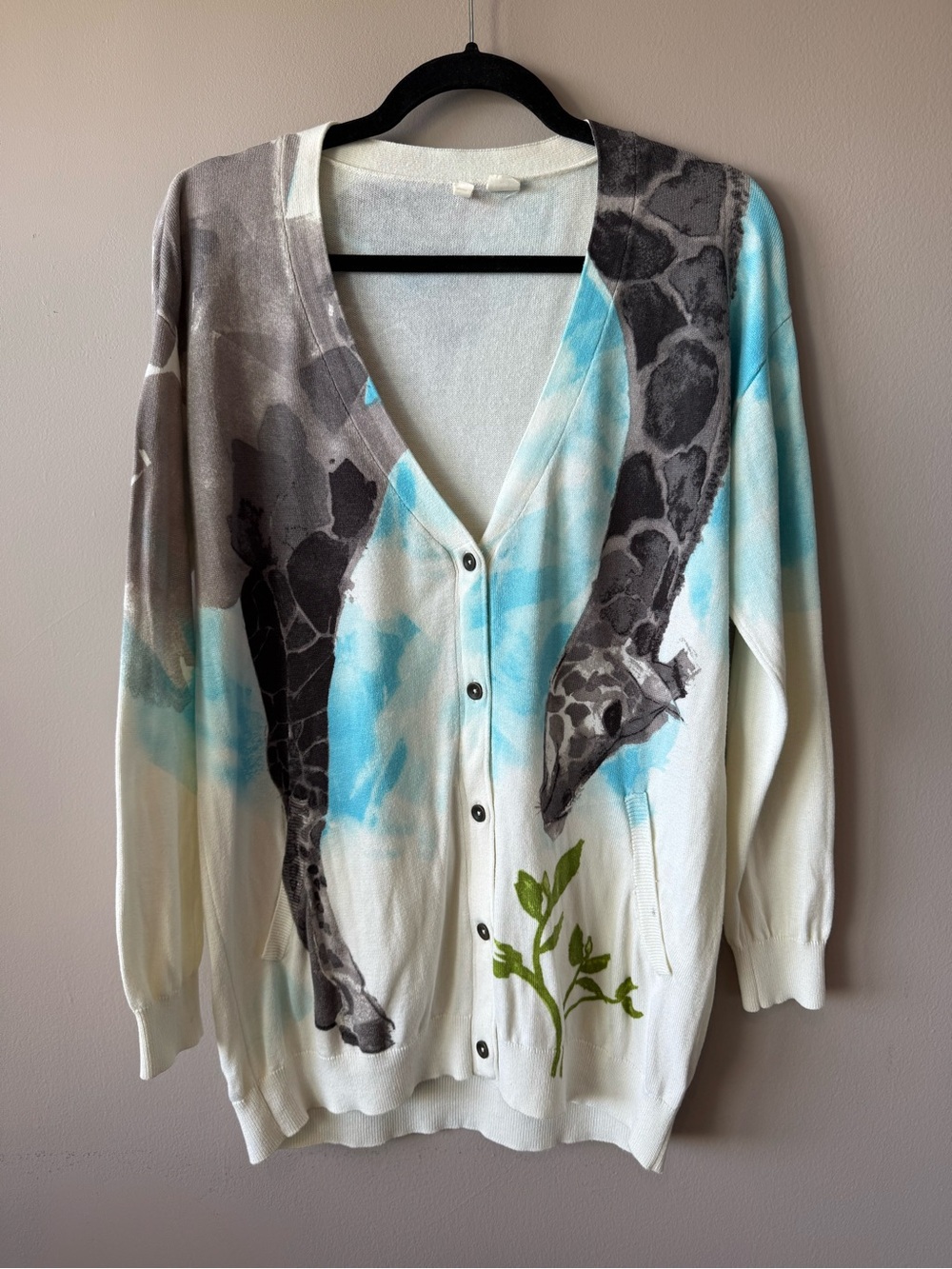 Anthropologie Moth Women’s Tiga Giraffe Front Button Cardigan Sweater Medium